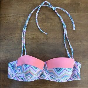 Xhilaration Coral/Multicolor Bikini Top M